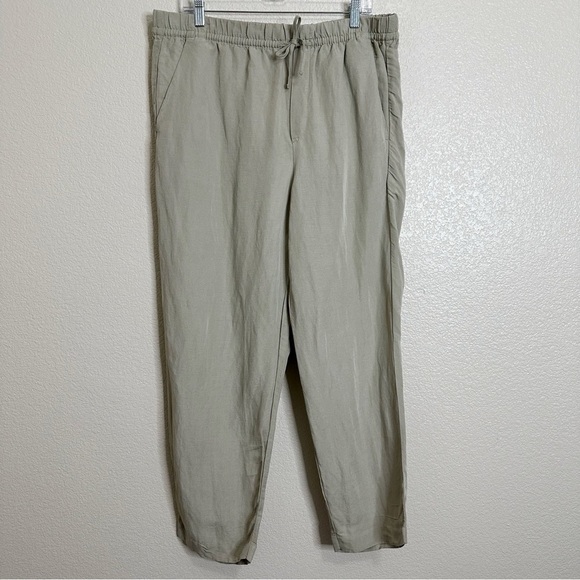 NWT H&M Linen Blend Drawstring Pull On Jogger Pants, Sz Large - Picture 1 of 12